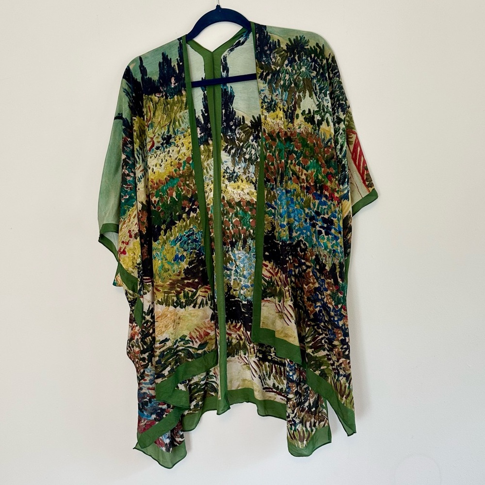 VTG Cocoon House Silk Scarf Van Gogh The Garden at Arles Oversized